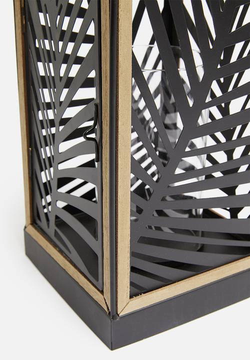 H&S - Bar metal lantern- black & natural 