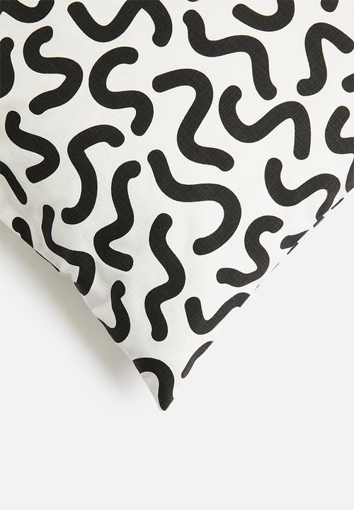 Sixth Floor - Squigg printed cushion cover - black & white