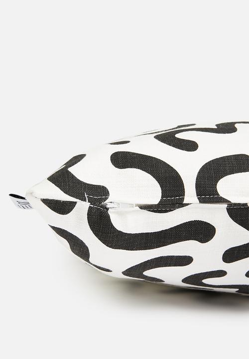 Sixth Floor - Squigg printed cushion cover - black & white