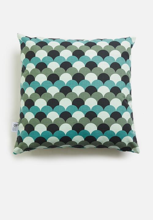 Sixth Floor - Scallop printed cushion cover - green