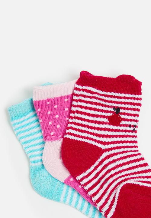 MINOTI - Girls 3 pack character stripe socks - multi
