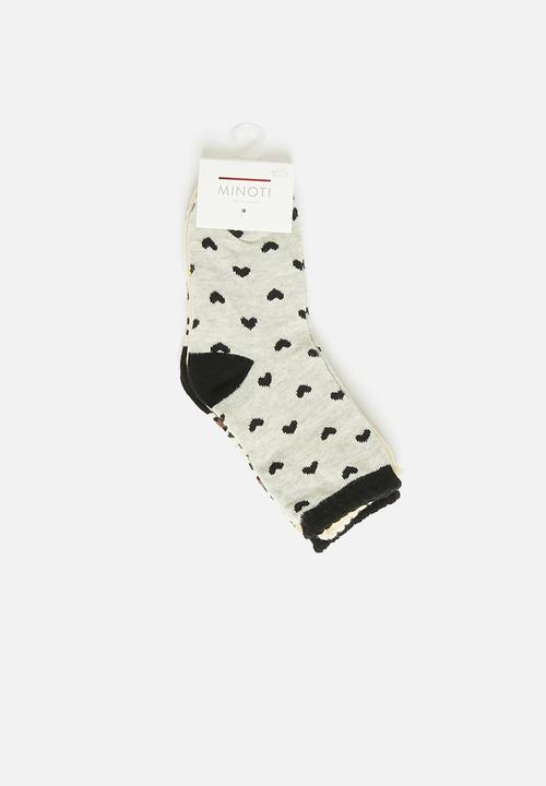 MINOTI - Girls 3 pack hearts aop socks - multi