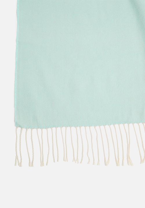 H&S - Plain throw with fringe - blue