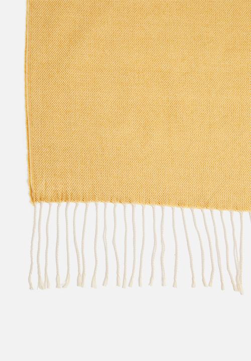 H&S - Plain throw with fringe - yellow