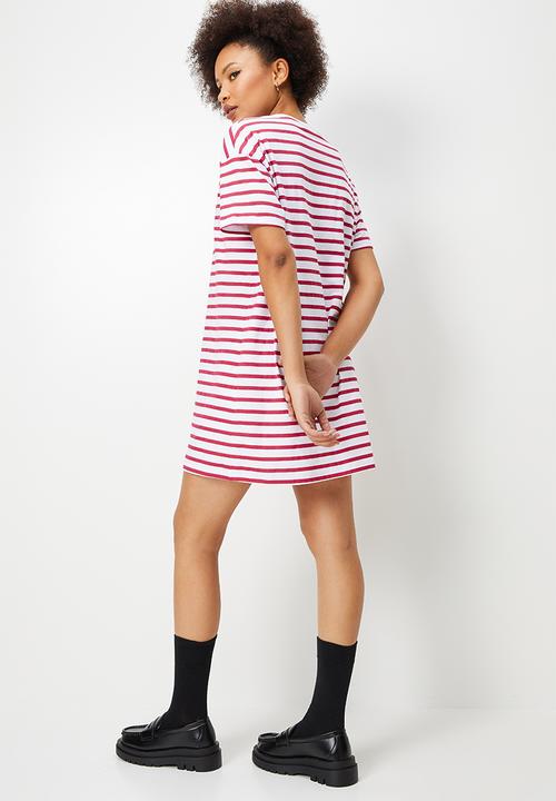 Blake - Stripe T-shirt dress - red & white