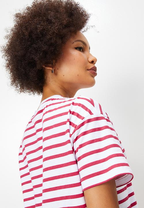 Blake - Stripe T-shirt dress - red & white