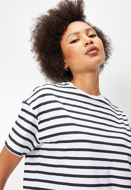 Blake - Stripe t-shirt dress - black and white stripe