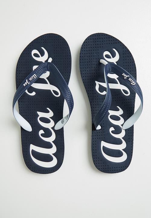 Aca Joe - Print slip-slops - navy & white