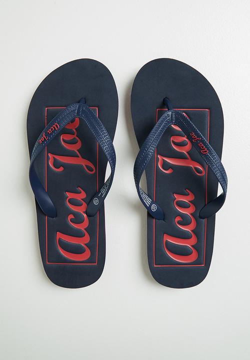 Aca Joe - Print slip-slops - navy & red