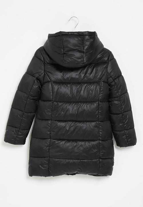 MINOTI - Girls basic longline puffa coat - black