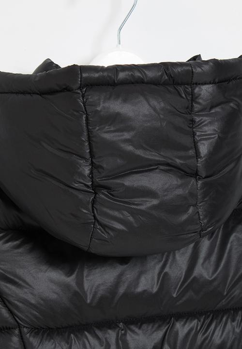 MINOTI - Girls basic longline puffa coat - black