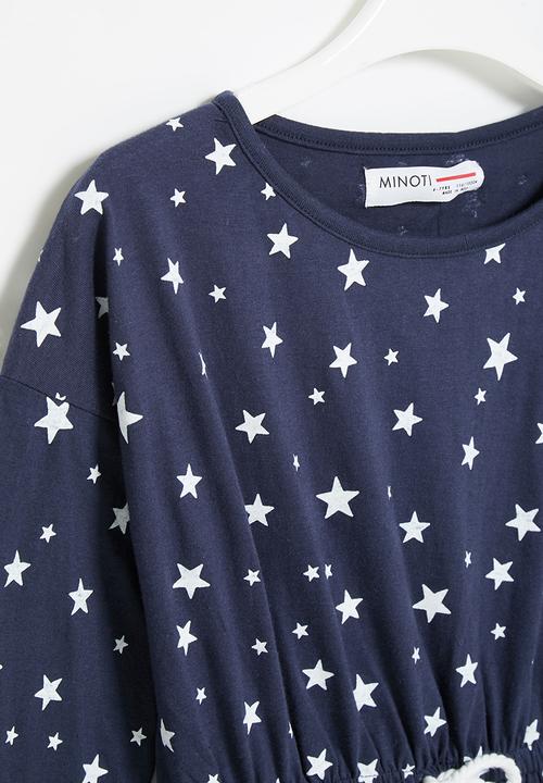 MINOTI - Girls basic aop jersey dress - navy