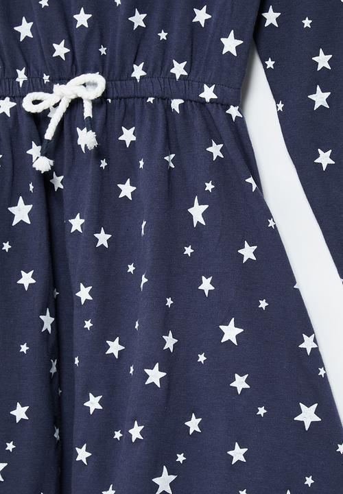 MINOTI - Girls basic aop jersey dress - navy