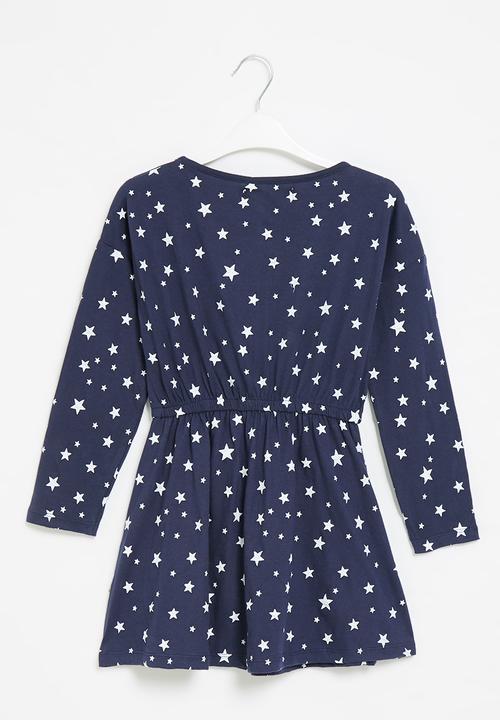 MINOTI - Girls basic aop jersey dress - navy