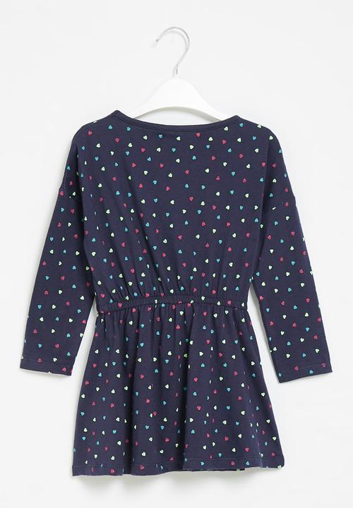 MINOTI - Girls basic aop jersey dress - navy 