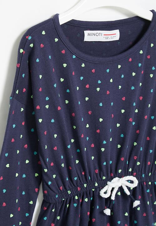 MINOTI - Girls basic aop jersey dress - navy 