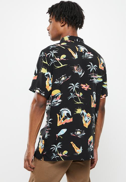 Quiksilver - Sun damage - black tropical print pack