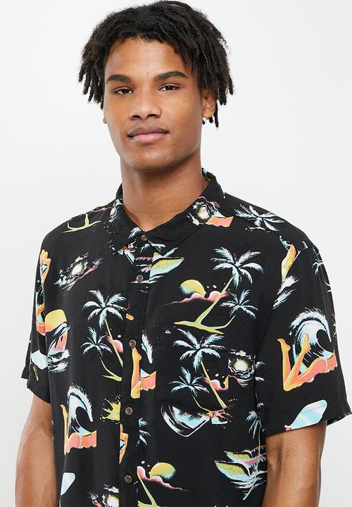 Quiksilver - Sun damage - black tropical print pack