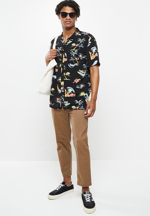Quiksilver - Sun damage - black tropical print pack