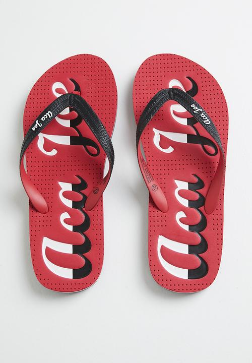 Aca Joe - Print slip-slops - red & black