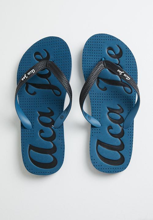 Aca Joe - Print slip-slops - teal & black