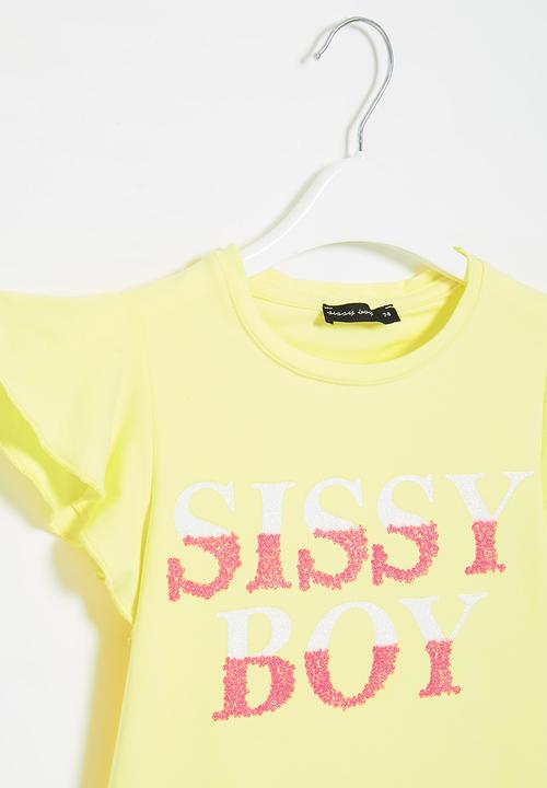 SISSY BOY - Pima flutter sleeve top - pale yellow