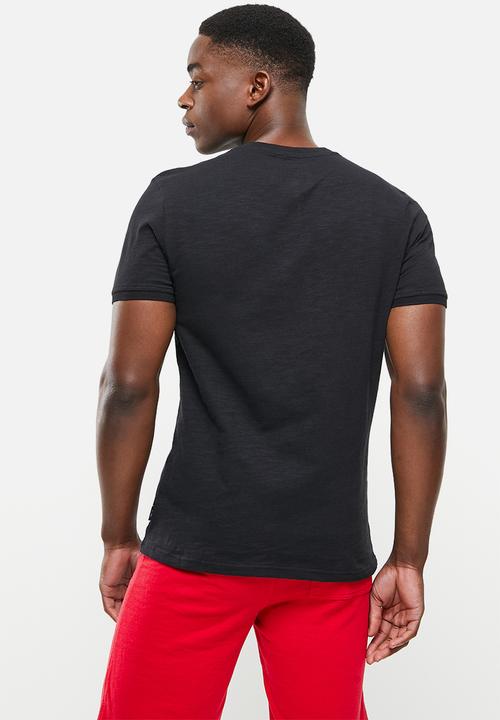 Aca Joe - Grandpa collar flock print henley - black