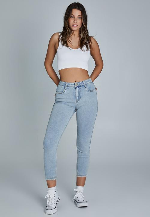 Cotton On - Mid rise cropped super stretch - roadknight blue pockets