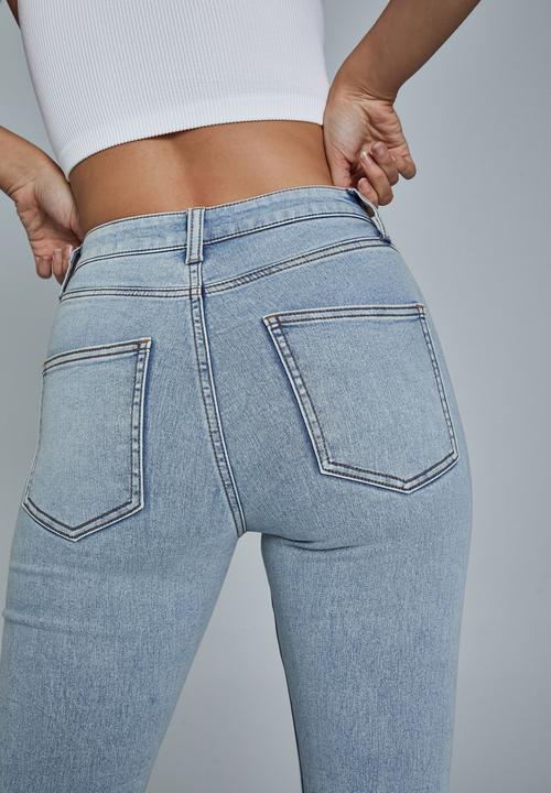 Cotton On - Mid rise cropped super stretch - roadknight blue pockets