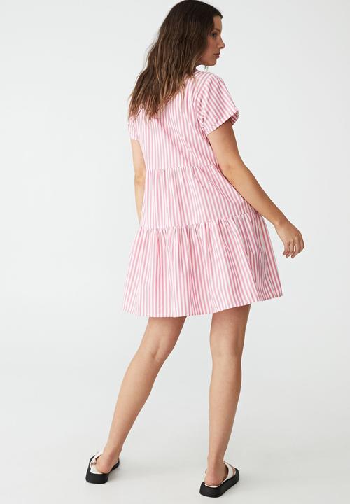 Cotton On - Woven nikki mini shirt dress - hayley stripe wild orchid