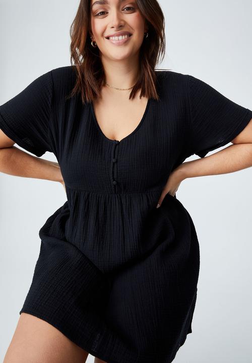 Cotton On - Curve bella mini dress - black