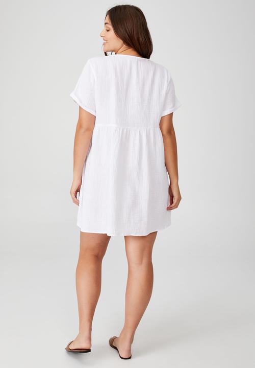 Cotton On - Curve bella mini dress - white