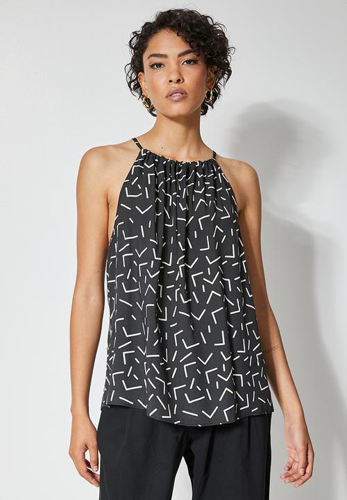 Superbalist - Halter neck cami - black & white