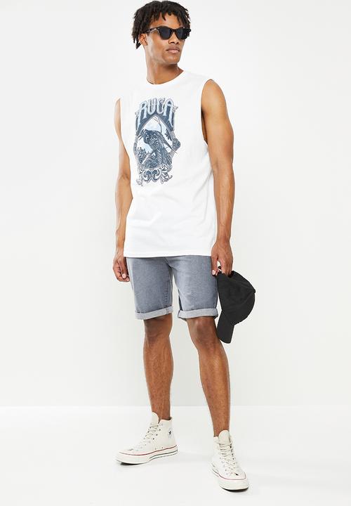 RVCA - Bird on a perch muscle - white
