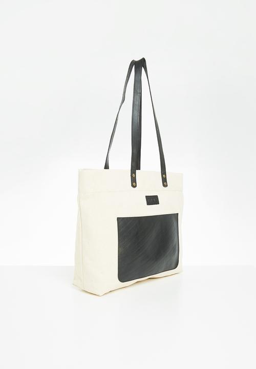MORS - Lilly cream tote - black
