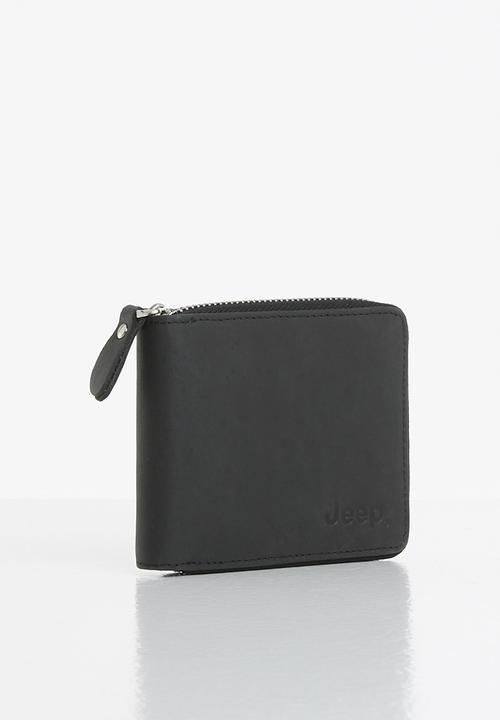 JEEP - Leather zip wallet - black
