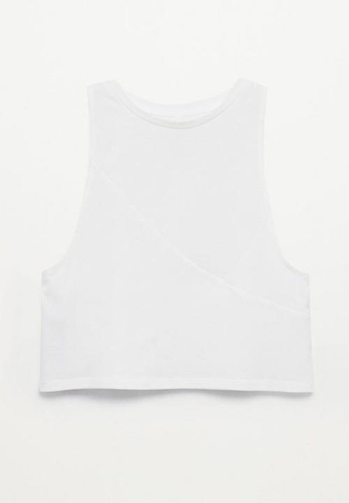 MANGO - T-shirt cuts - off white