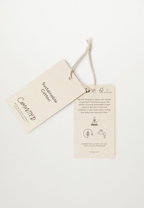 MANGO - T-shirt cuts - off white