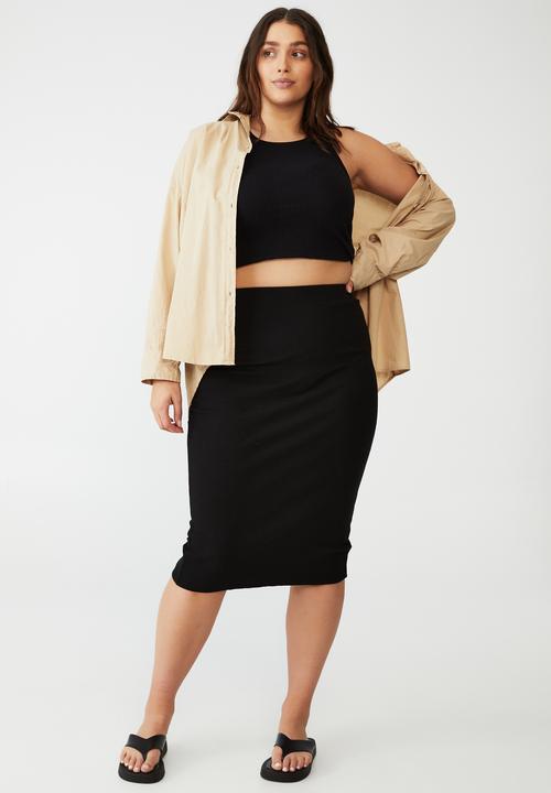 Cotton On - Curve essential rib tube skirt - black