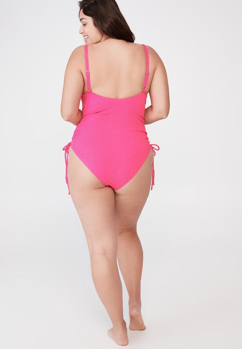 Cotton On - Curve side gather one piece - aurora pink