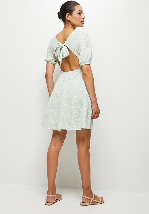 MILLA - Puff sleeve mini dress - milk green floral