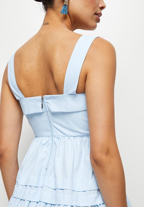 MILLA - Strappy babydoll mini with tuck detail - sky blue