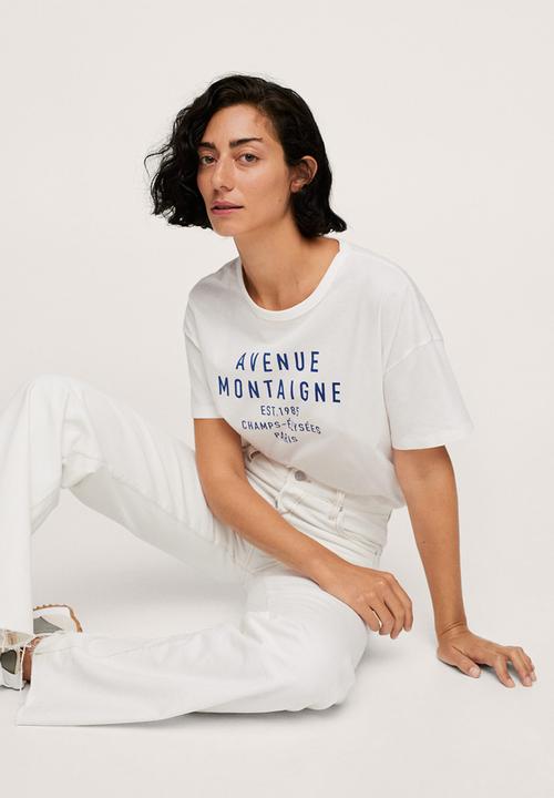 MANGO - T-shirt pstavenu - white