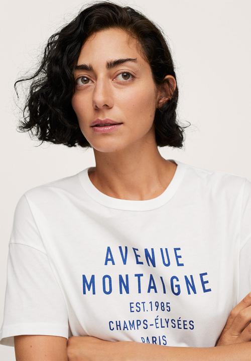 MANGO - T-shirt pstavenu - white