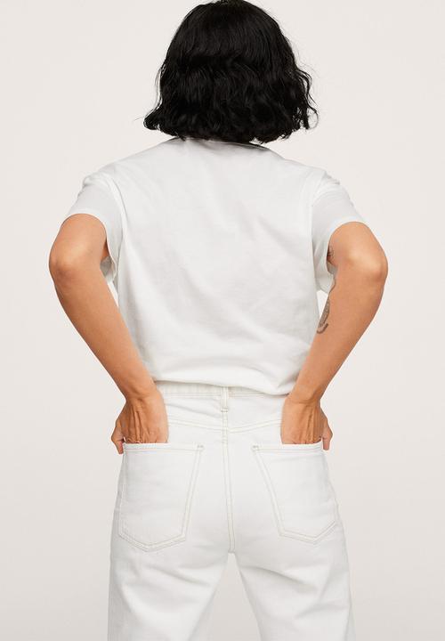 MANGO - T-shirt pstavenu - white