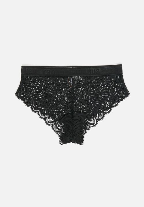 Superdry. - Lace brazilian brief - black & white
