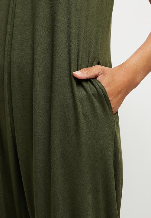 edit - Oversized knit jumpsuit - olive
