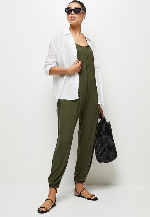 edit - Oversized knit jumpsuit - olive