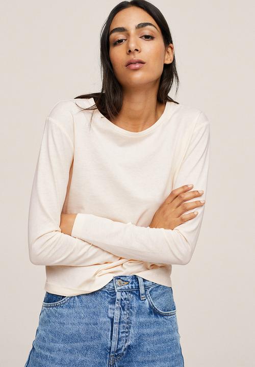 MANGO - T-shirt saca - light beige