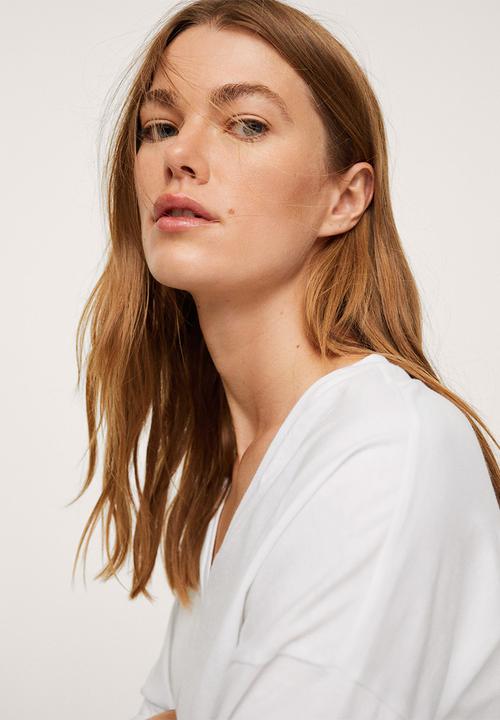 MANGO - T-shirt sacov - white